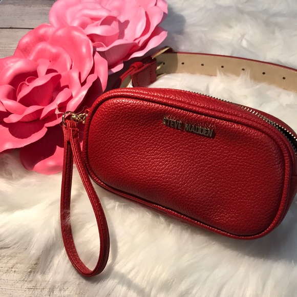 Steve Madden Handbags - Steve Madden Belt bag wristlet in Red  NEW